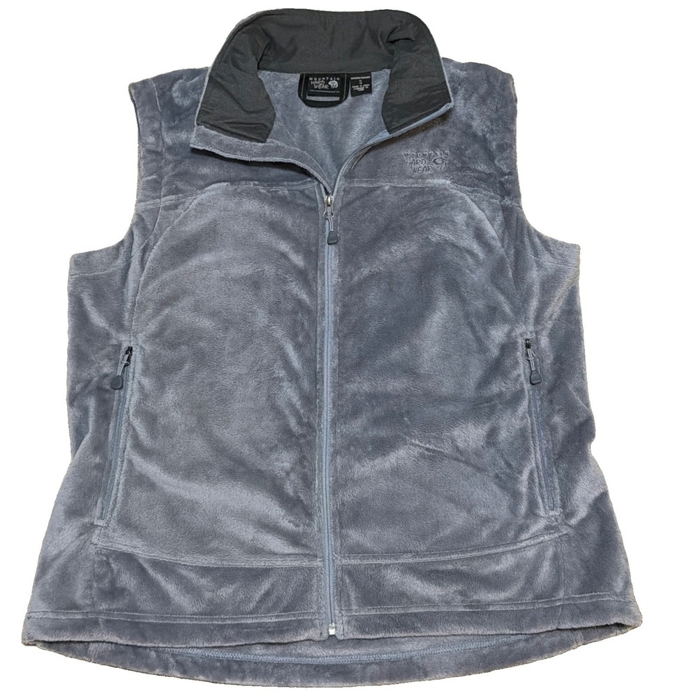 Mountain Hardwear Pyxis Vest Womens XL Blue Gray Plush Fleece Full Zip Pockets